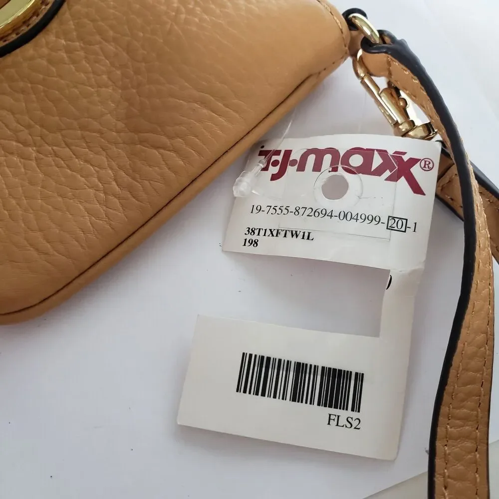 MICHAEL KORS MK Fulton Brown Pebble Leather Zip‎ Around Card Clutch Wristlet New